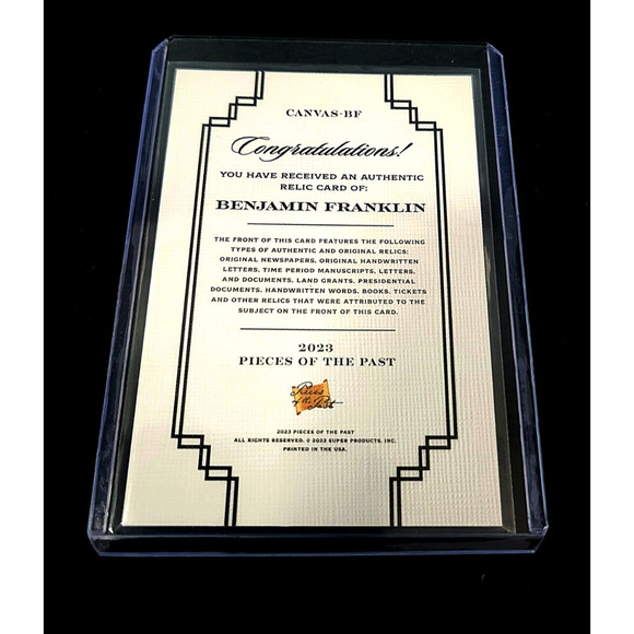 Authentic Benjamin Franklin Handwriting Relic on Canvas Piece of History - Picture 4 of 4